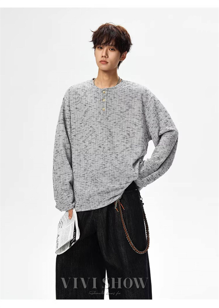 ロンT Tシャツ メンズ トップス カットソー 長袖Tシャツ ヘンリー