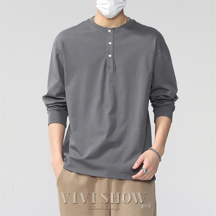 ロンT Tシャツ メンズ トップス カットソー 長袖Tシャツ ヘンリー