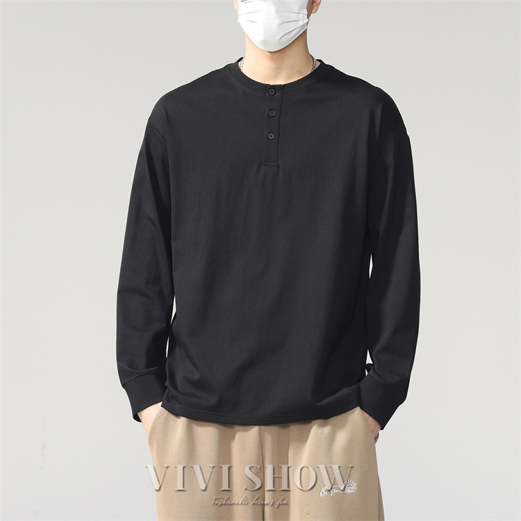 ロンT Tシャツ メンズ トップス カットソー 長袖Tシャツ ヘンリー