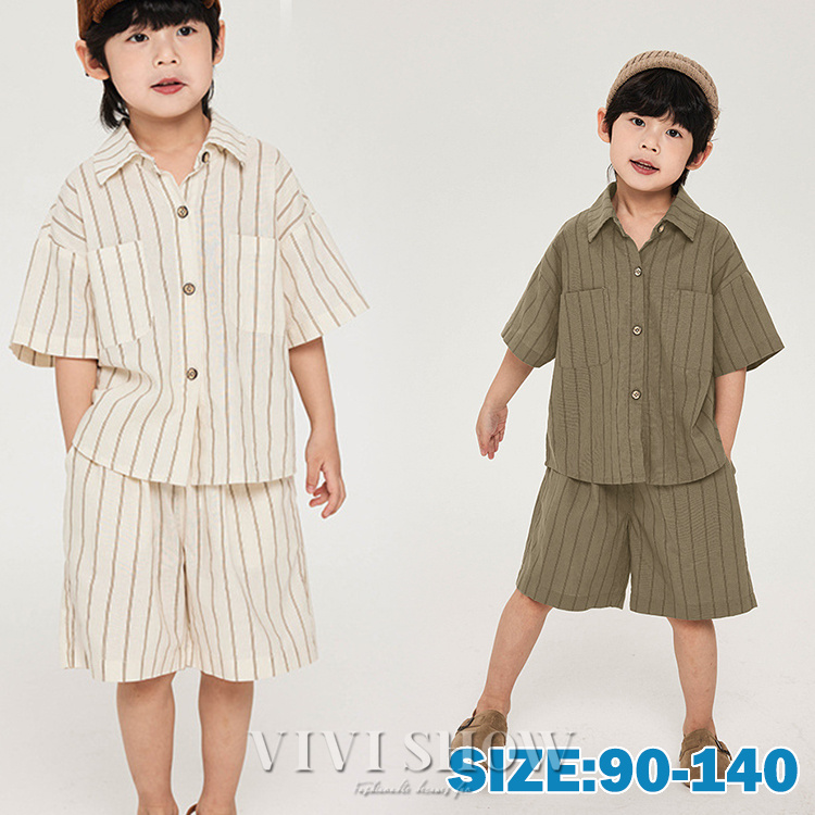 キッズ服 子供服 セットアップ 上下セット 綿 ワイシャツ ショート