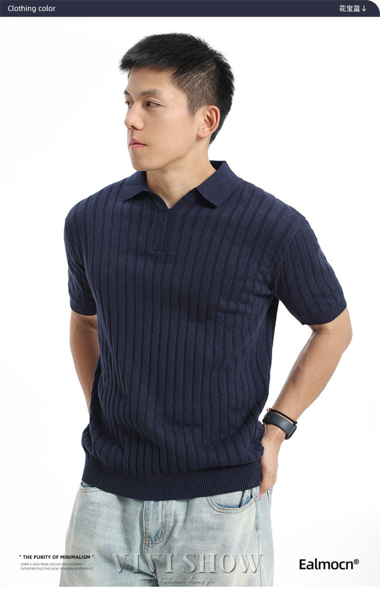 半袖ニット サマーニット メンズ 冷感 ポロシャツ サマーセーター 無地