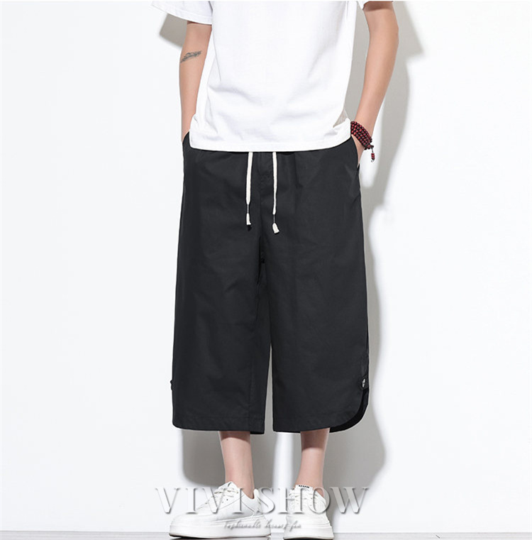 ハーフパンツ メンズ 7分丈 七分丈 ひざ下 クロップドパンツ ワイド