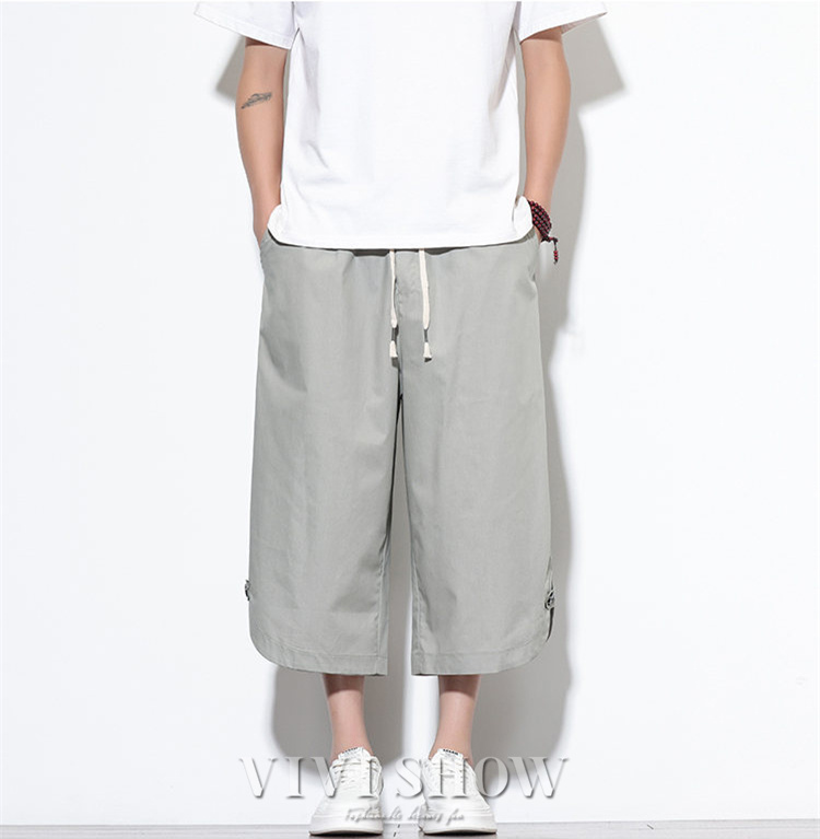 ハーフパンツ メンズ 7分丈 七分丈 ひざ下 クロップドパンツ ワイド