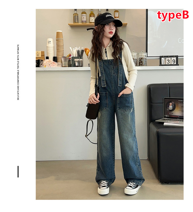 韓国子供服 女の子 デニム サロペットパンツ 2点セット 長袖 Tシャツ 