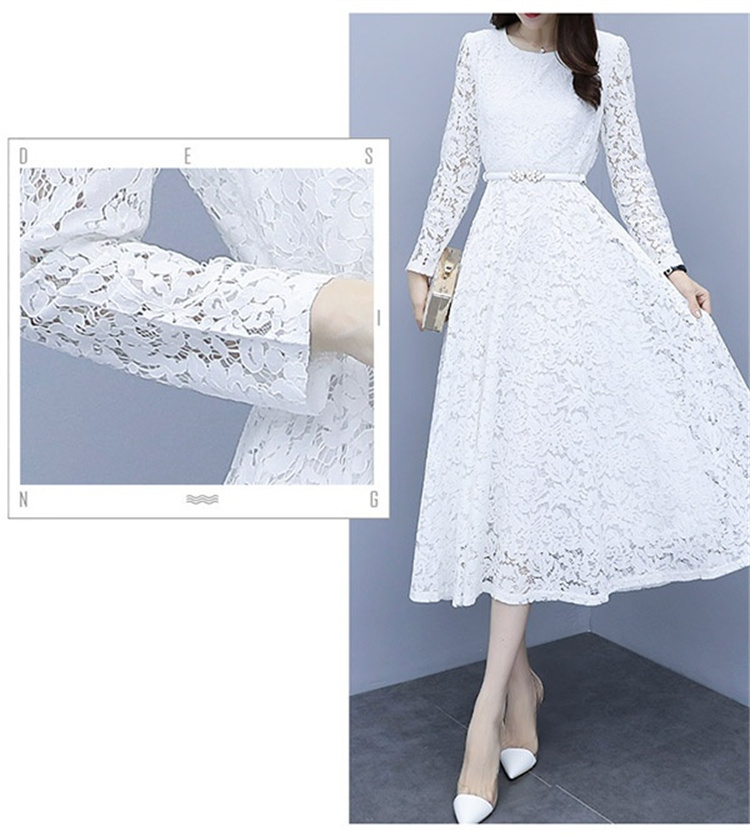 レースワンピース Vネック 袖あり シースルー aライン 大きいサイズ