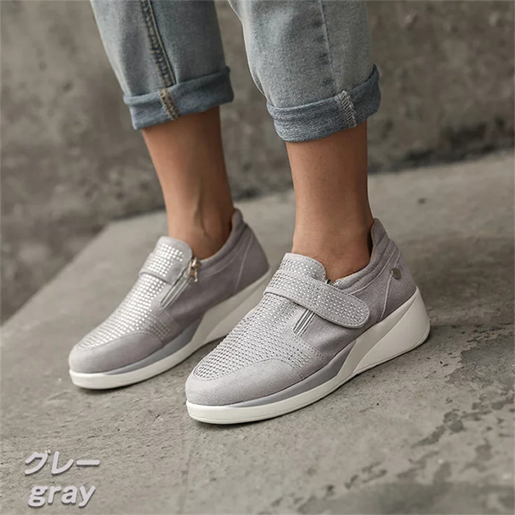 厚底スニーカー レディース ローカット インヒール マジックテープ 大きいサイズあり 運動靴 ウェッジソール 厚底靴 ストーム 厚底 特別セール品