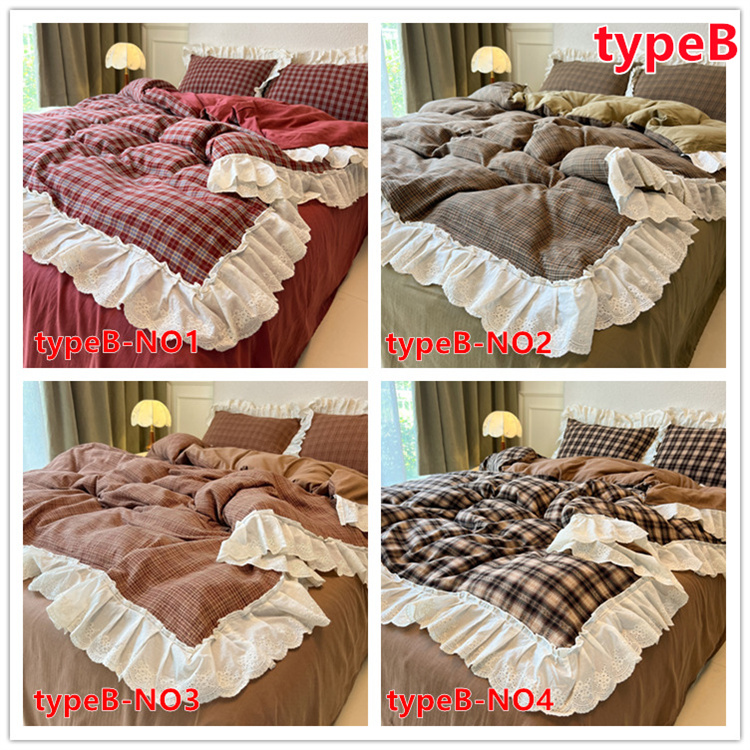 チェック柄 ベッドカバー 4点セット シングルセット 和式洋式 掛け布団