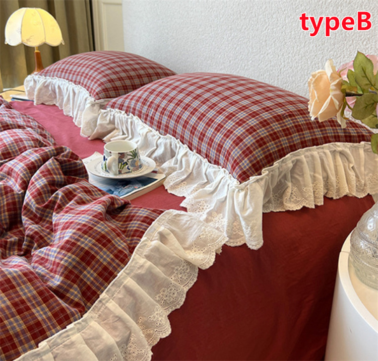 チェック柄 ベッドカバー 4点セット シングルセット 和式洋式 掛け布団