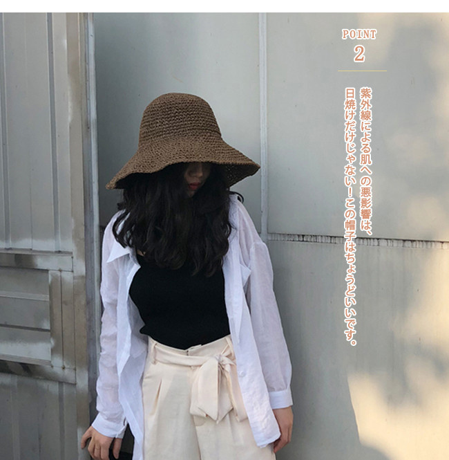 麦わら帽子 レディース 折りたたみ ざっくり ペーパーストローハット