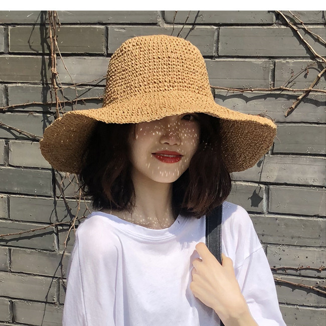 麦わら帽子 レディース 折りたたみ ざっくり ペーパーストロー