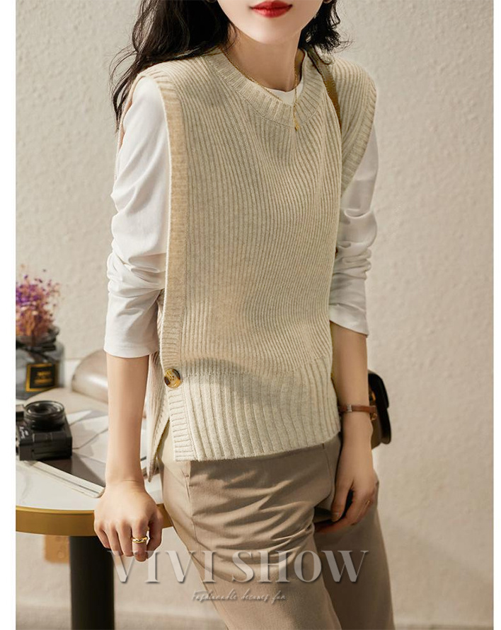 beauty&youth 新品 ブークレニットベスト　春夏 free カーキ beauty&youth 新品 ブークレニットベスト 春夏 free カーキ