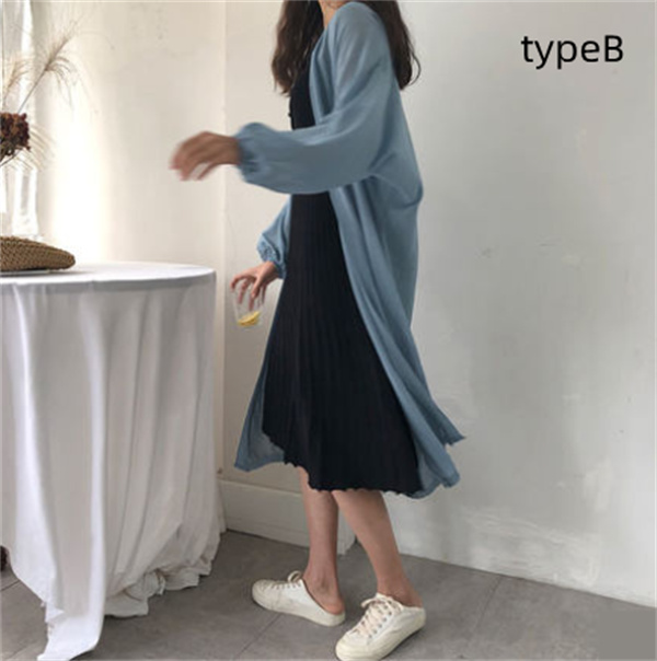 シフォンガウン シフォンロングカーディガンオールシーズン 長袖