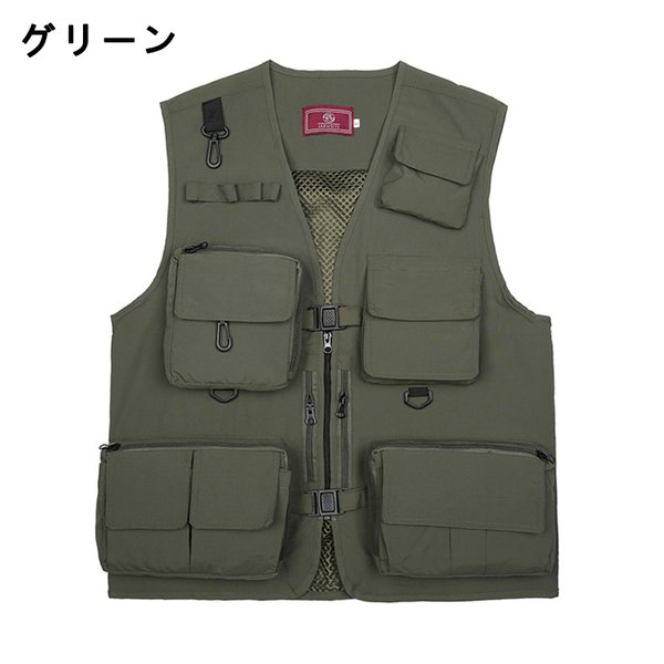 ベスト メンズ 多機能ベスト フィッシングジャケット 春夏 お釣りベスト メッシュ 作業服 カメラマン 登山 ミリタリー 撮影用 通気 防水 速乾 アウトドア 父の日｜vivishow777｜04