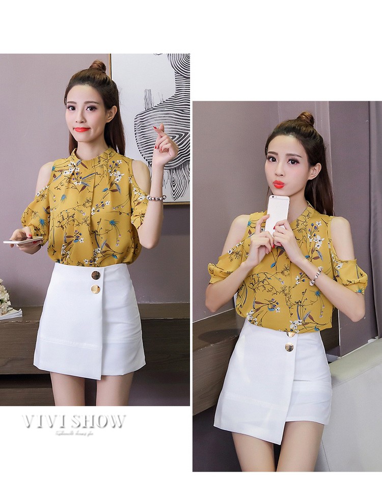 ブラウス レディース 半袖 オフショル シャツ シフォン 花柄 肩出し トップス ゆったり リボン 可愛い カットソー きれいめ カジュアル 夏服 ファッション Amazon | QYYシフォン ブラウス レディース 花柄 シャツ 半袖