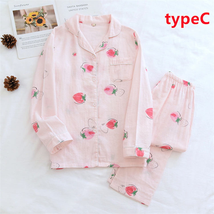 ルームウェア パジャマ レディース 2color 綿100% ダブルガーゼ 二重