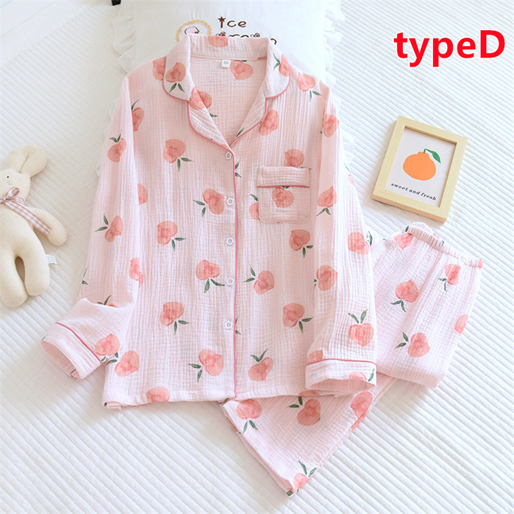 ルームウェア パジャマ レディース 2color 綿100% ダブルガーゼ 二重