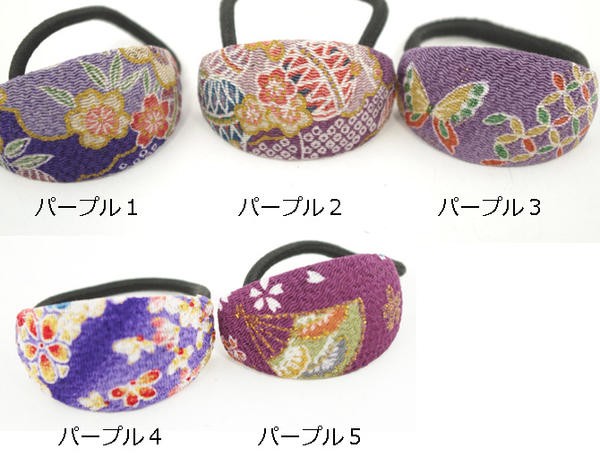 ヘアゴム 和柄 ちりめん オーバル 和風 和装 ヘアアクセサリー