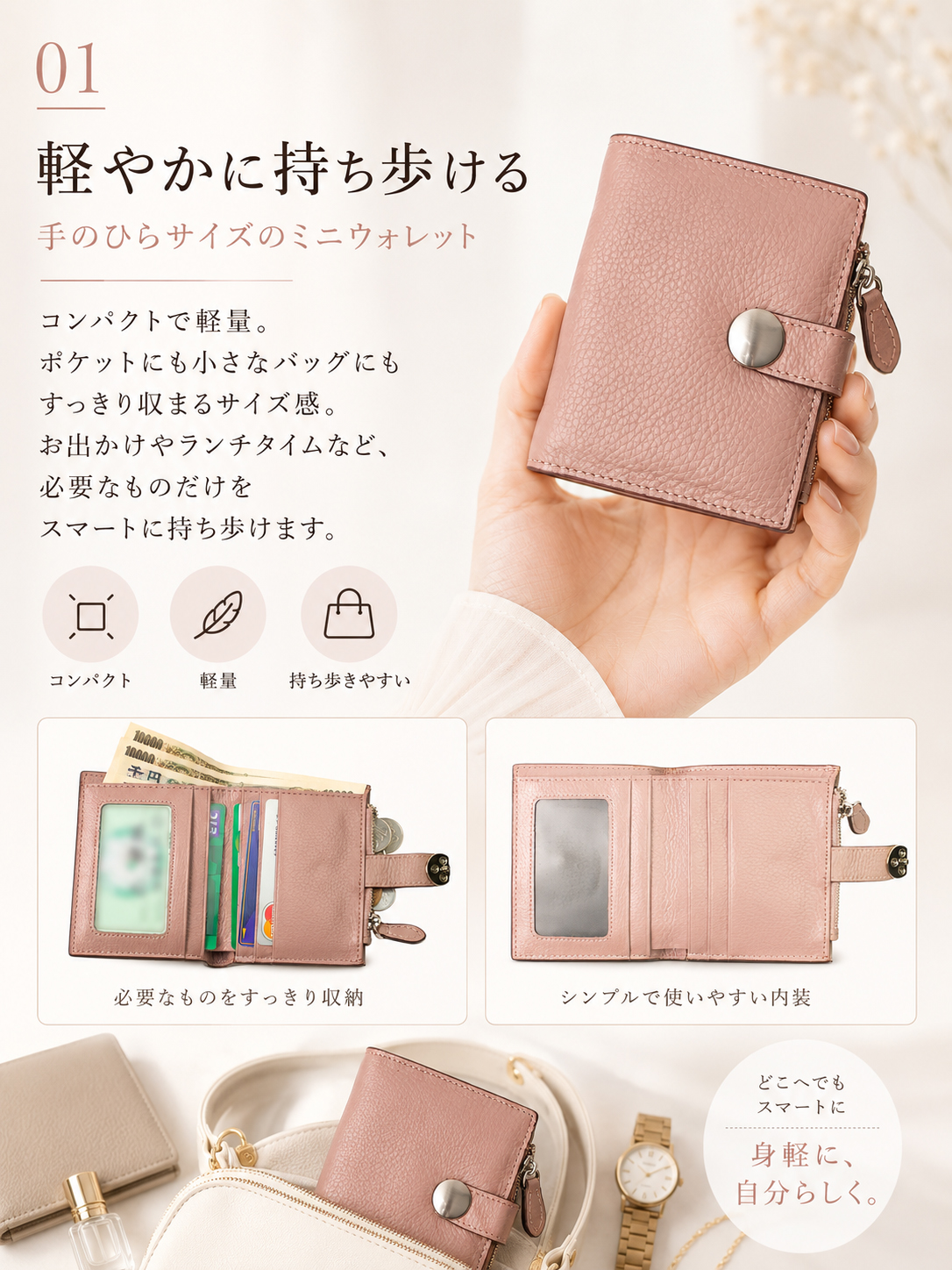 本革ミニ財布 コンパクトウォレット