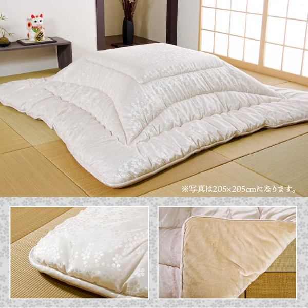 こたつ布団/寝具 【シルバー 約205×205cm 正方形】 洗える ウォッシャブル 日本製 国産 高級感 ジャガード 掛け単品 〔リビング〕 送料無料 こたつ布団/寝具 〔シルバー 約205×205cm 正方形〕 洗える 日本製 高級