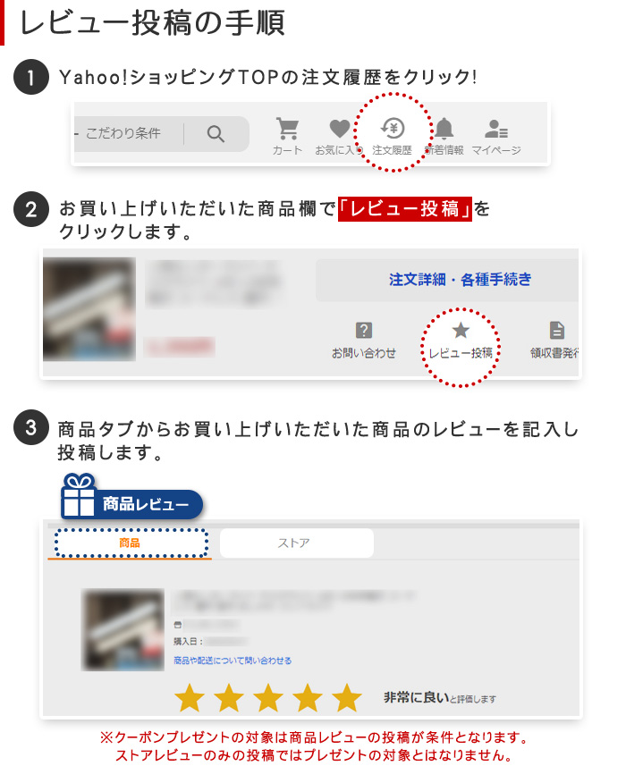 レビュー投稿の手順