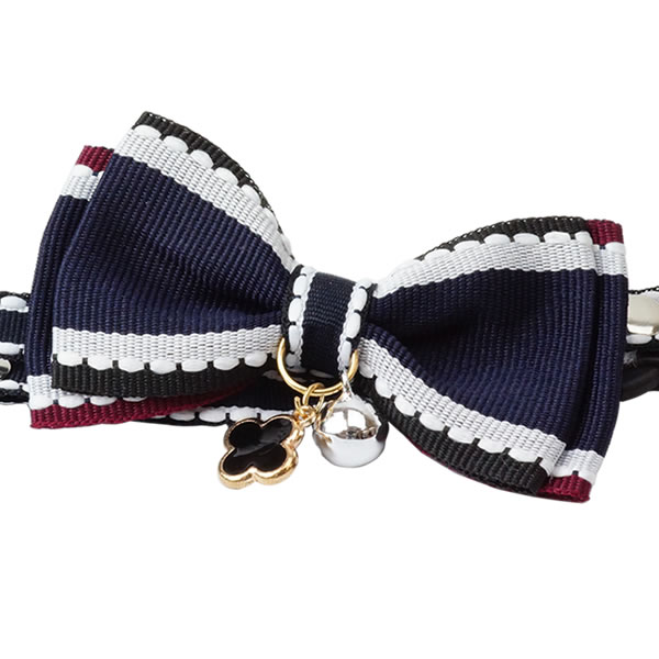 猫 首輪 鈴 チャーム付き ダブルリボン カラー かわいい おしゃれ
