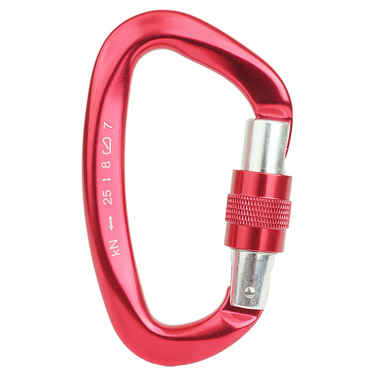カラビナ 25kN D型 スクリューロック 安全環 7075 アルミニウム合金