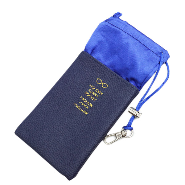 メガネケース ポーチ ナスカン付き PUレザー 眼鏡入れ 巾着 保護