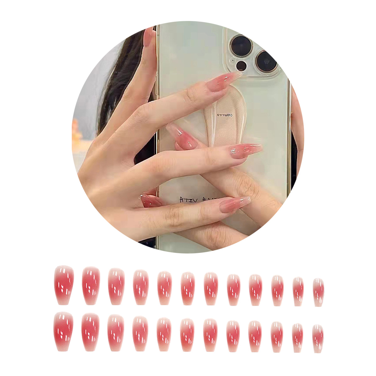 ネイルチップ 24枚セット セルフネイル パーツ ショート ロング