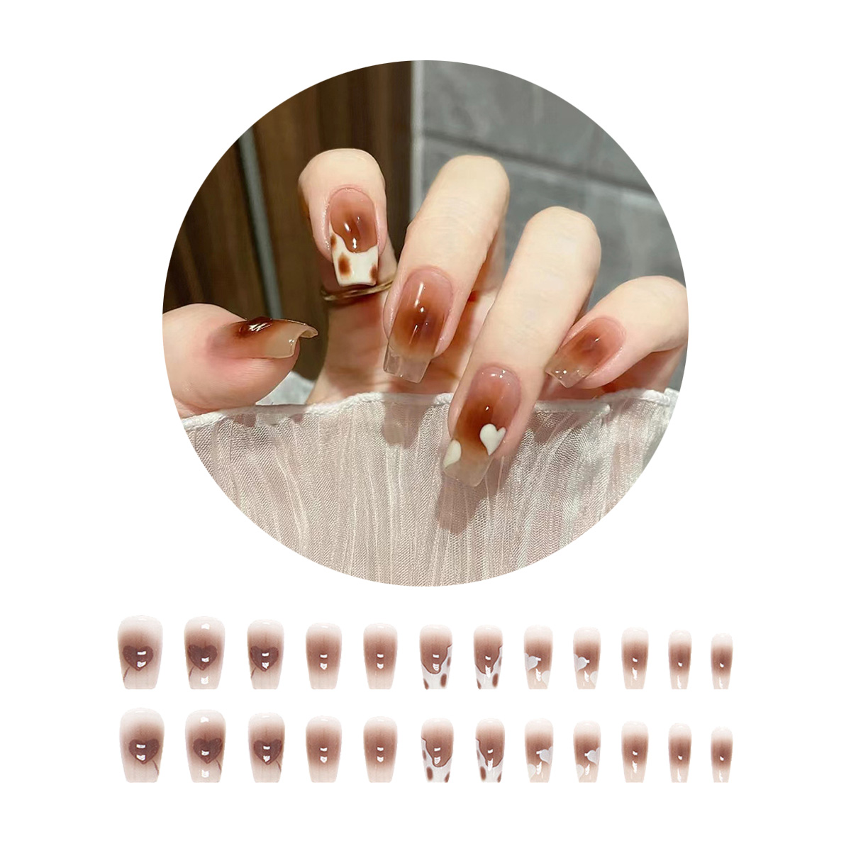 ネイルチップ 24枚セット セルフネイル パーツ ショート ロング