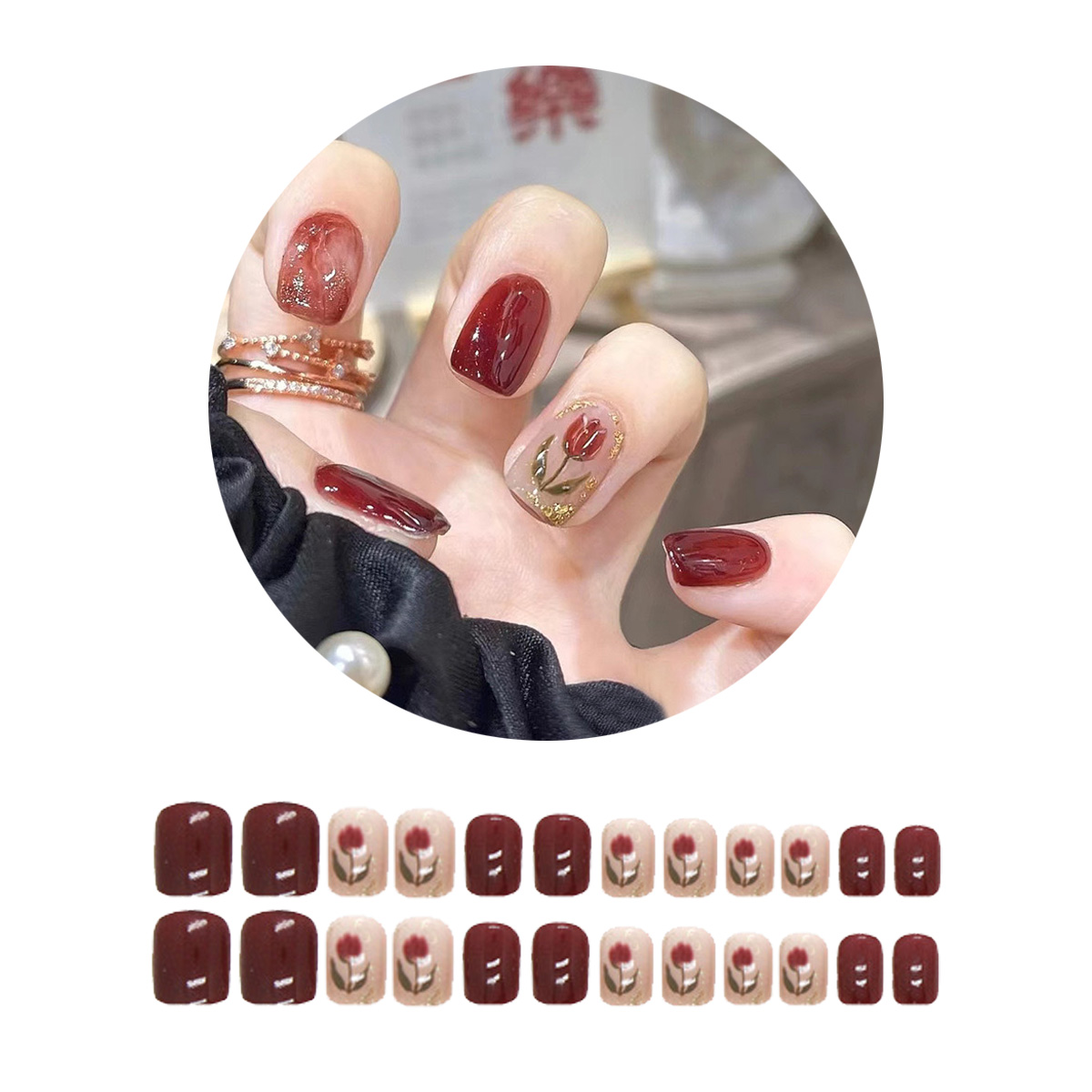 ネイルチップ 24枚セット セルフネイル パーツ ショート ロング