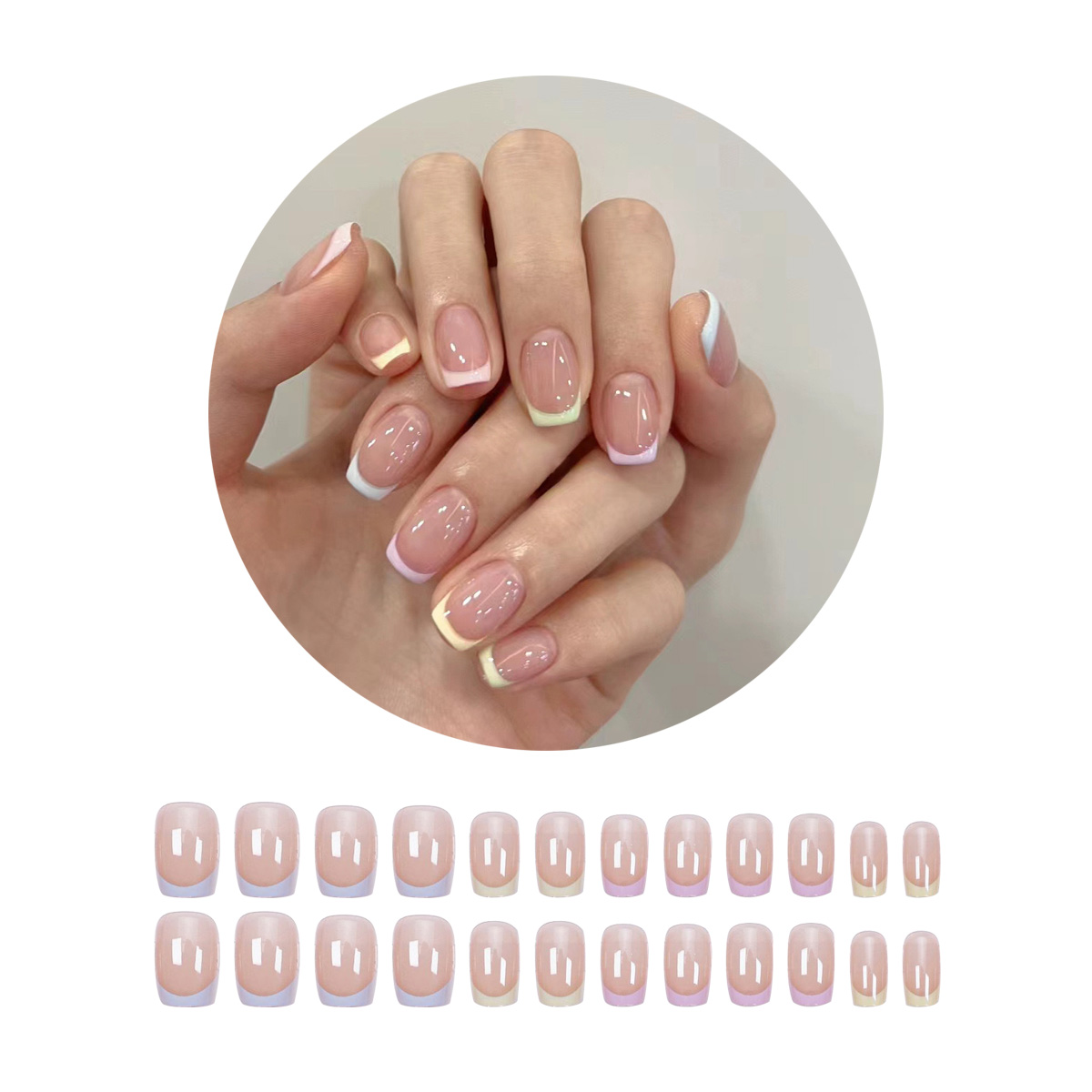 ネイルチップ 24枚セット セルフネイル パーツ ショート ロング