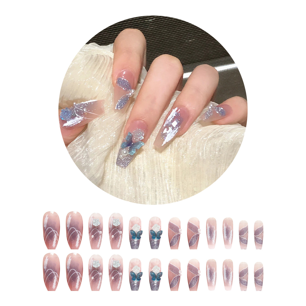 ネイルチップ 24枚セット セルフネイル パーツ ショート ロング