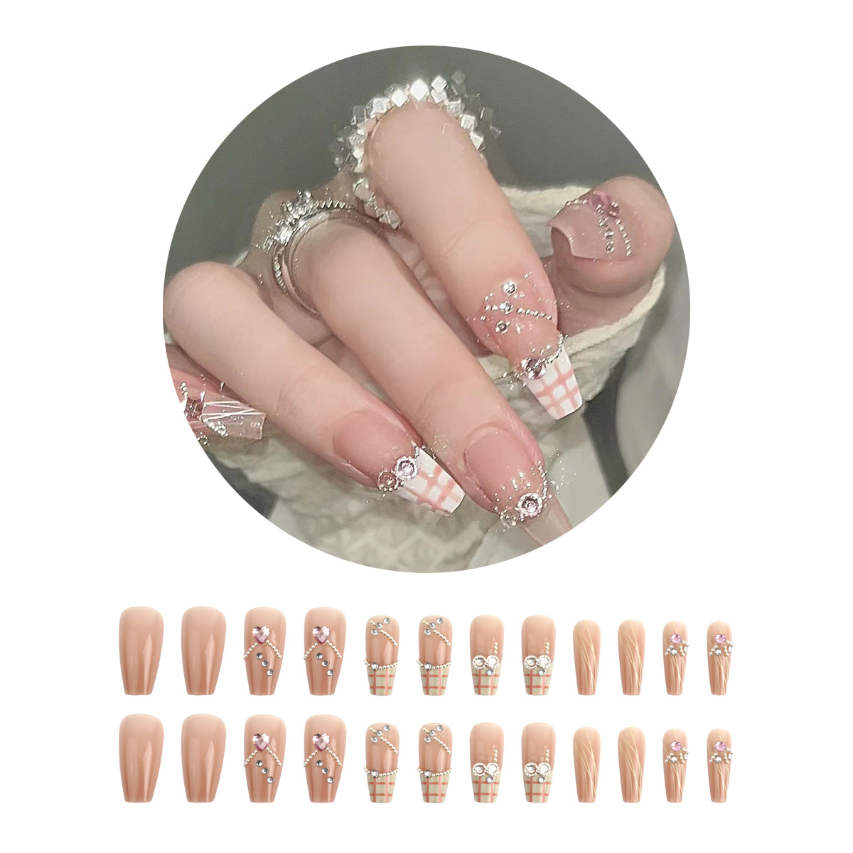 ネイルチップ 24枚セット セルフネイル パーツ ショート ロング