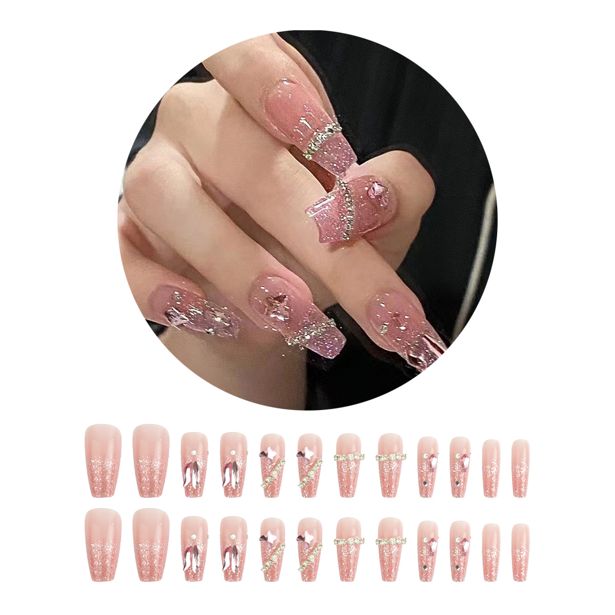 ネイルチップ 24枚セット セルフネイル パーツ ショート ロング