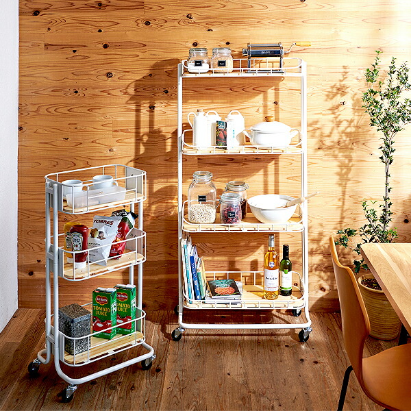 キッチンワゴン キャスター付き 隙間収納 スリムトローリー スチール
