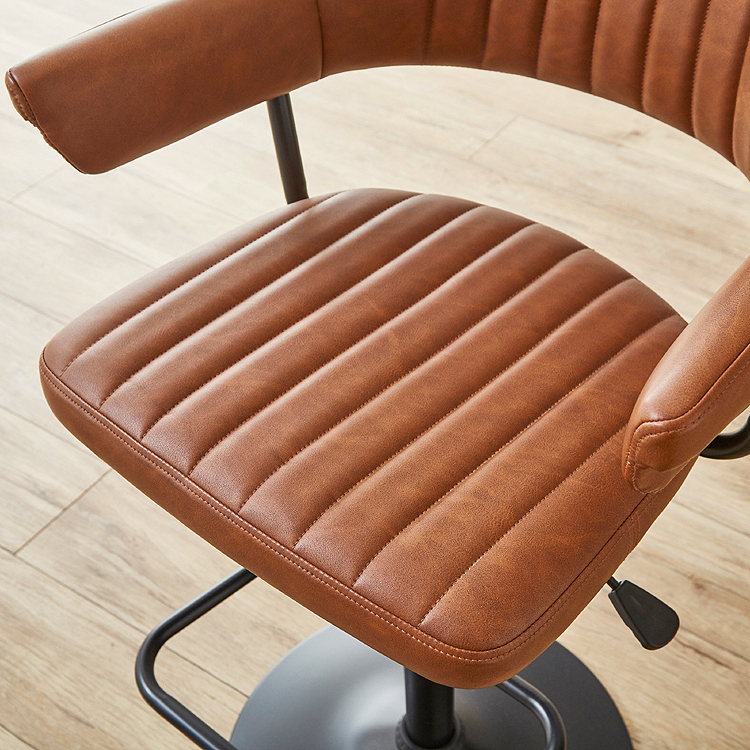 カウンターチェア バーチェア 背もたれ付き 肘付き 回転 昇降式 座面高