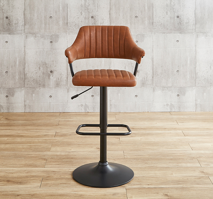 カウンターチェア バーチェア 背もたれ付き 肘付き 回転 昇降式 座面高