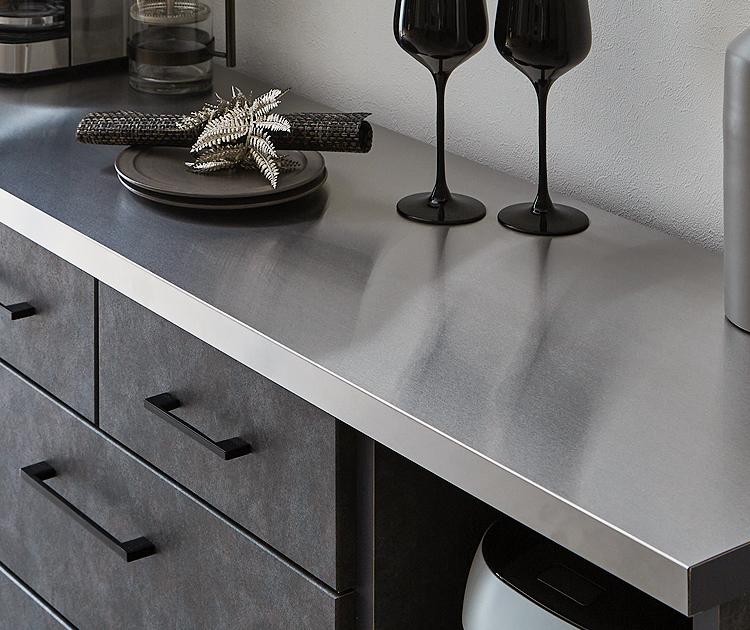 キッチンカウンター 幅85cm 完成品 日本製 ステンレス天板 石目調