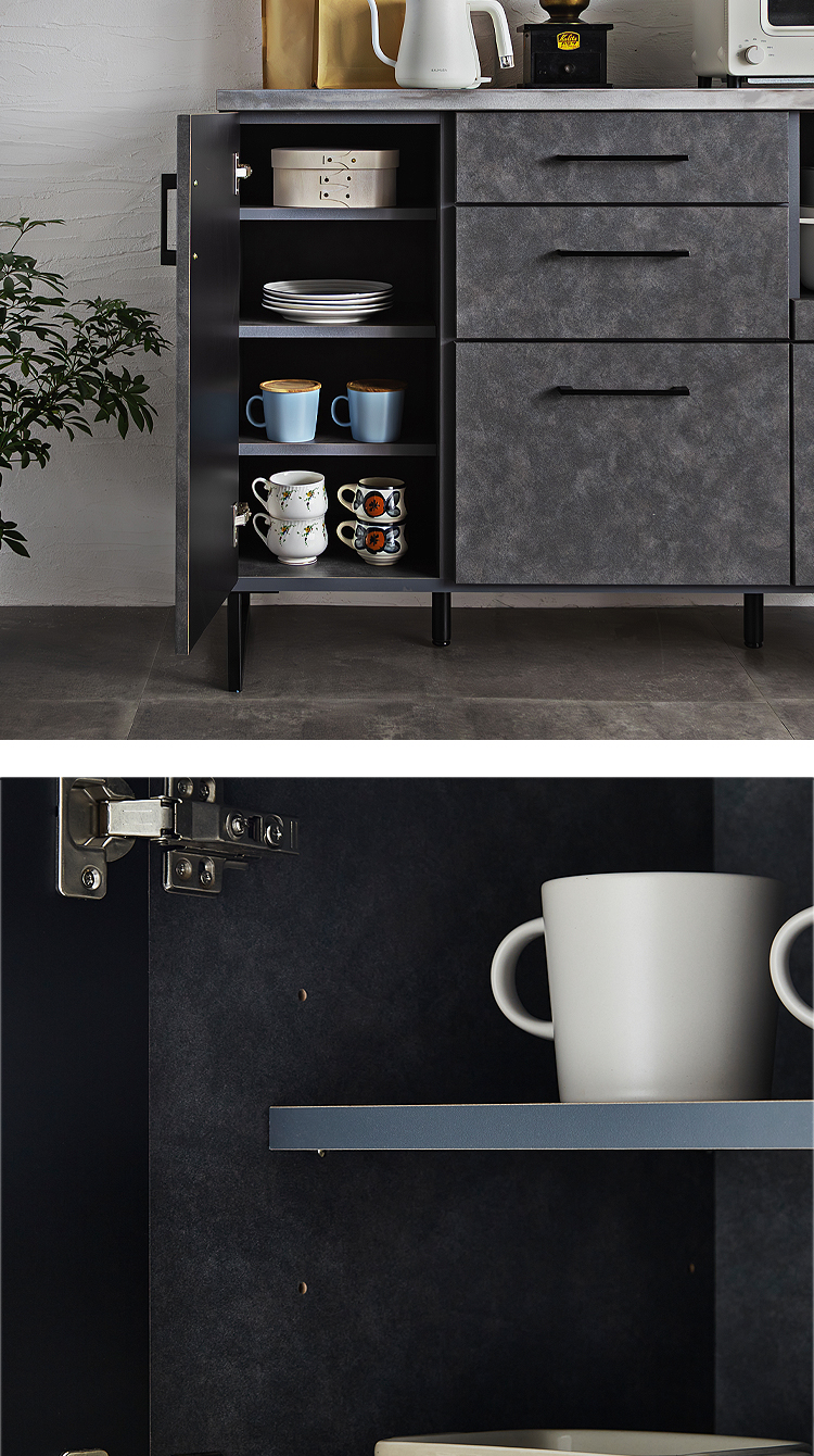 キッチンカウンター 幅85cm 完成品 日本製 ステンレス天板 石目調