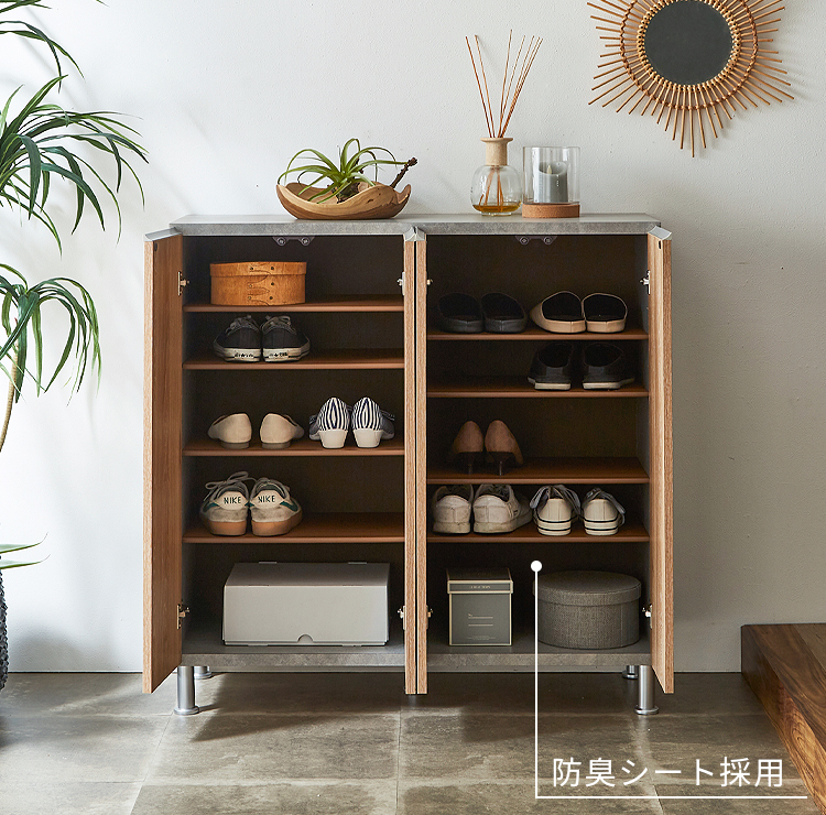 靴箱 下駄箱 シューズボックス スリム 薄型 完成品 大容量 消臭 幅