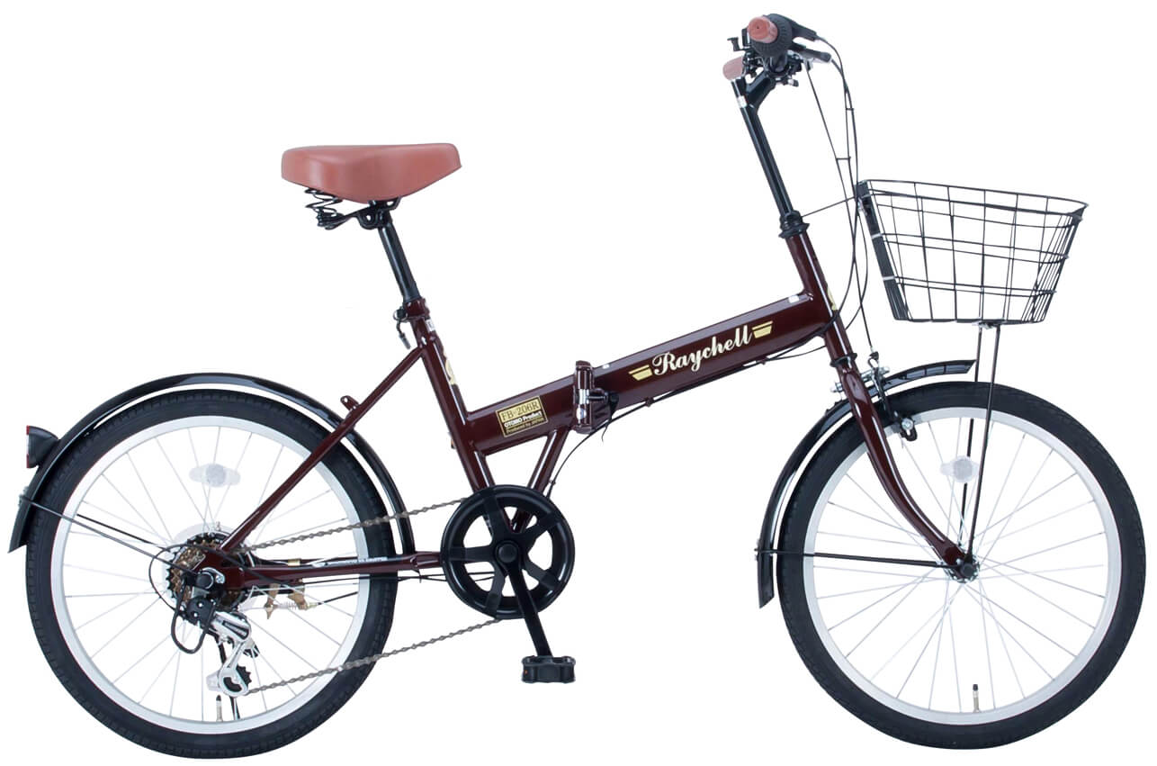 オオトモ 折りたたみ自転車 20インチ 前カゴ付き 泥除け付き シマノ6段