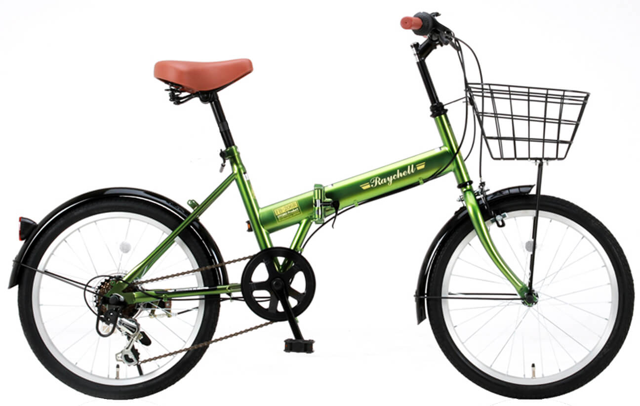 オオトモ 折りたたみ自転車 20インチ 前カゴ付き 泥除け付き シマノ6段