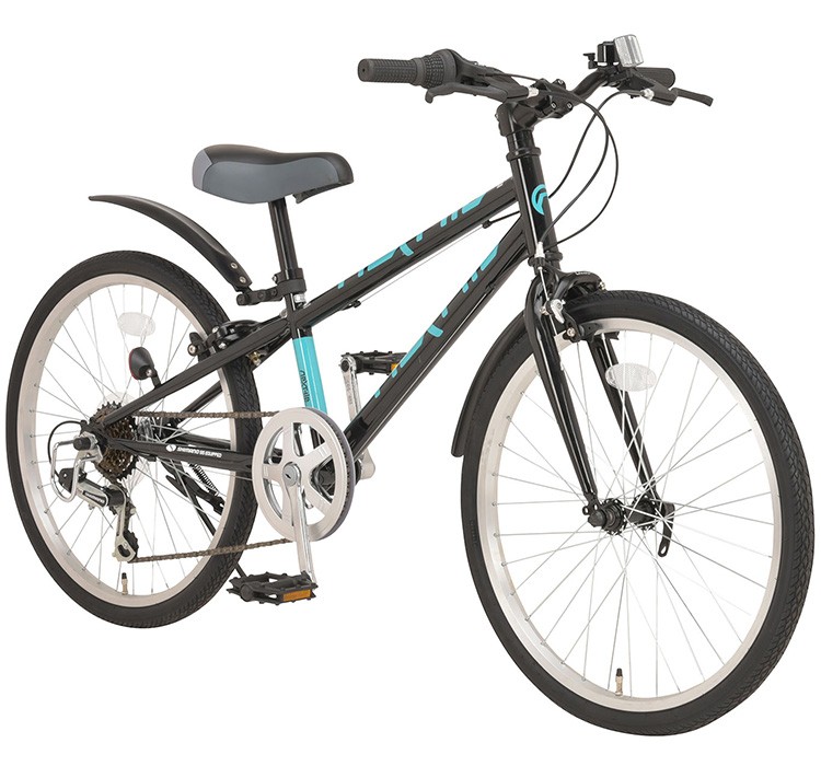 子供用自転車 クロスバイク 24インチ 泥除け付き シマノ6段変速 LED