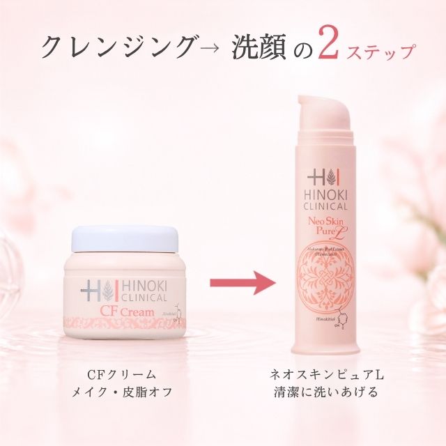 ☆E　このセットは即購入OK｜ ミネラルクリーム＆ローション ヒノキ肌粧品 クレンジング＋洗顔セット CFクリーム ネオスキンピュアL