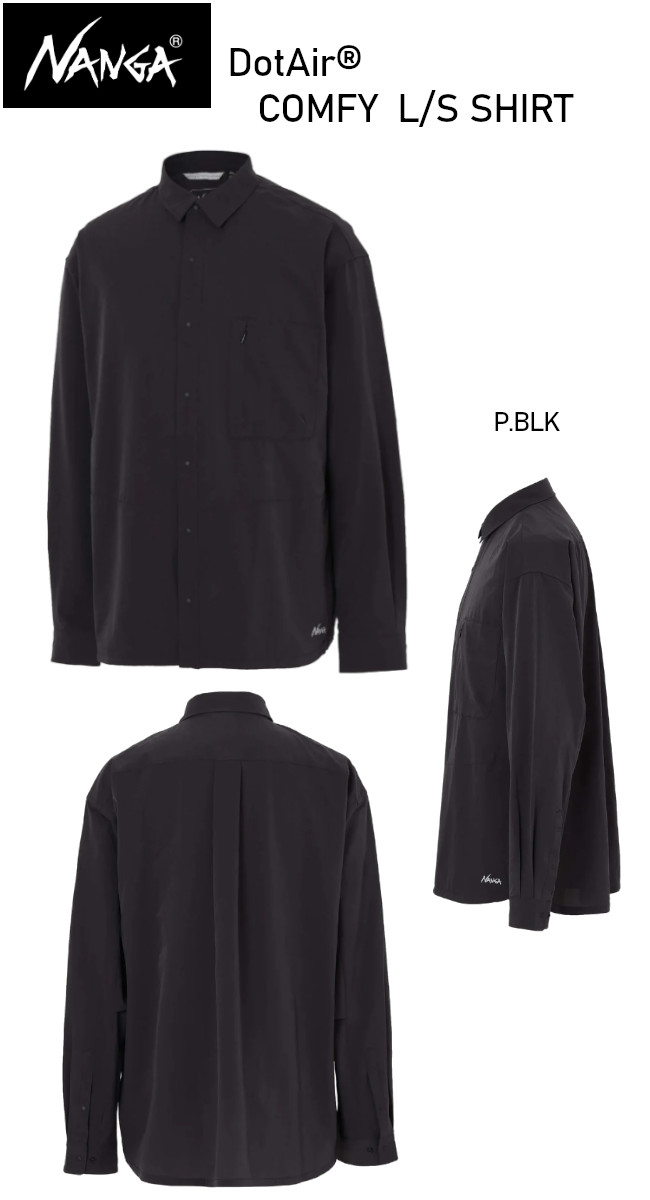NANGA ナンガ DotAir COMFY L/S SHIRT ドットエア コンフィー ロングスリーブ シャツ 長袖 吸汗速乾 NANGA DOWN WEAR 2026 春夏モデル 正規販売店 メール便発送の画像