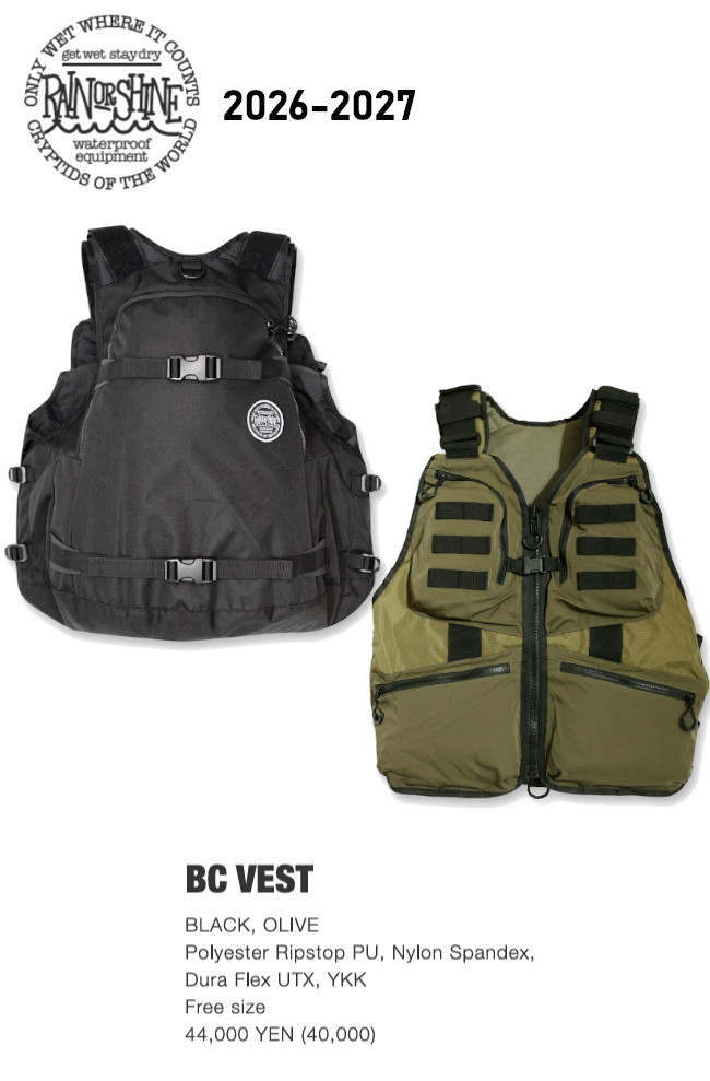 バックカントリー　ベスト 26-27 RAIN OR SHINE レイン オア シャイン BC VEST バックカントリー