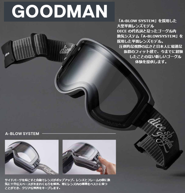 特典付き 26-27 DICE ダイス ゴーグル GOODMAN グッドマン GM64275 30th LIMITED Photochromic/Ultra Light Purple/Smoke Mir フォトクロミック 調光 2026-2027の画像