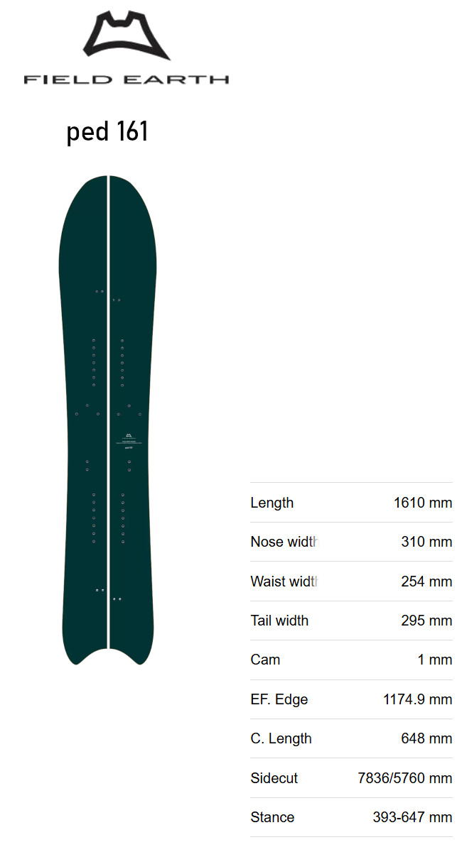 26-27 FIELD EARTH フィールドアース ped 161 スプリットボード バックカントリー SNOWBOARD スノーボード 板 正規販売店 2026-2027 ご予約商品_1