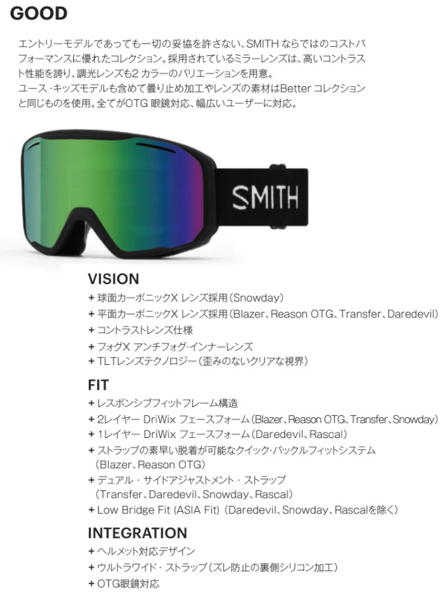 スミス ゴーグル 調光レンズのおすすめ人気商品一覧 通販 - Yahoo