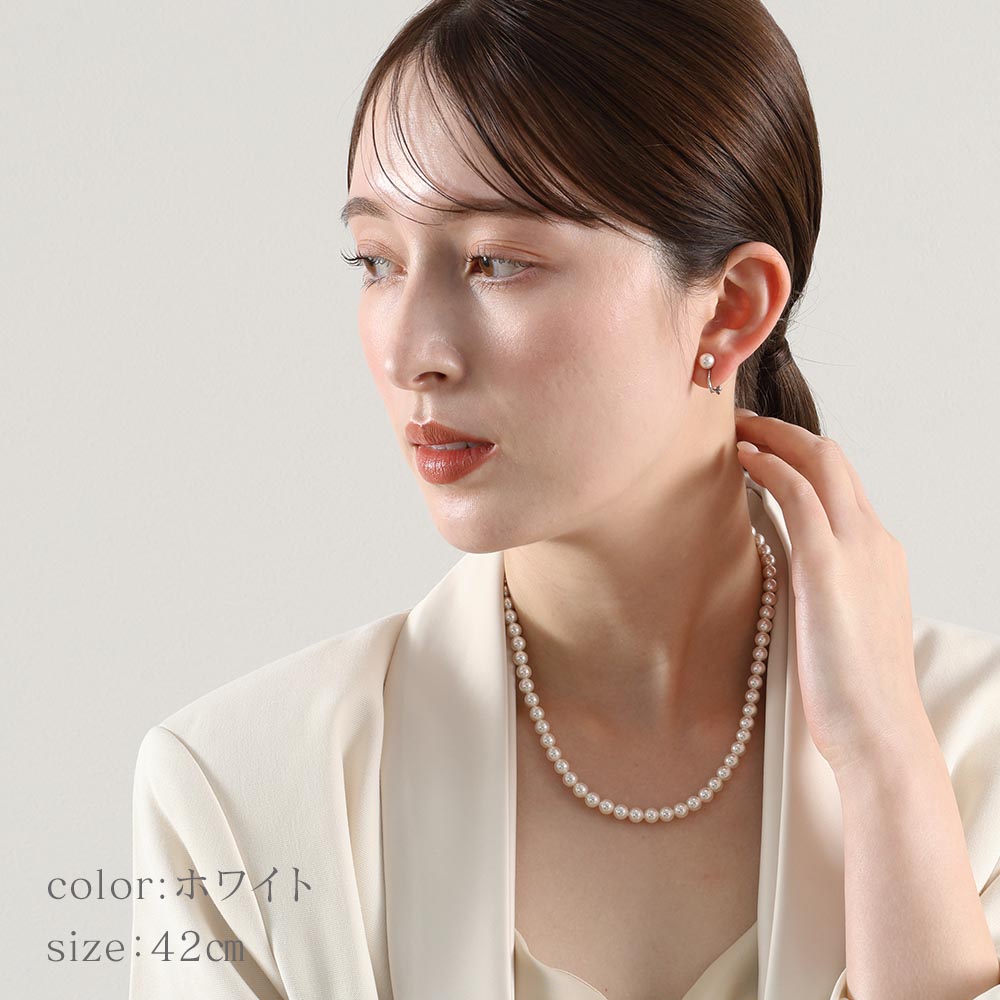 パール ネックレス セット 6mm 真珠 イヤリング ピアス カジュアル